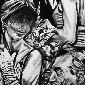 Anna Navasardian, Dinner (detail), Charcoal on Paper, 48 x 80 inches | 122 x 203 cm
