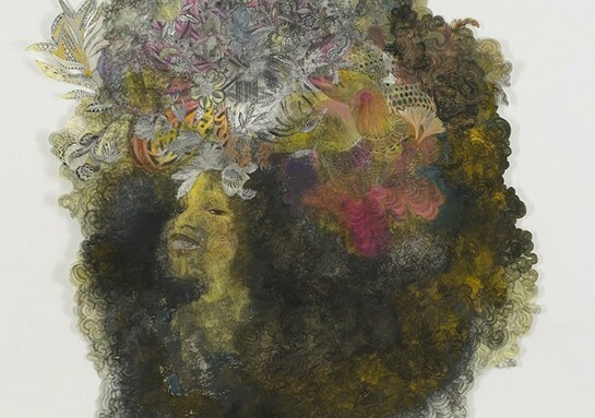 Firelei Báez, CPT Symmetry (echoing Marie Laveau’s manipulations of the elusive mirror image of matter), 2012