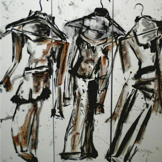 Henri Gueguen, Design For the Haute Couture, Lacquer on Wood, 47" x 47"