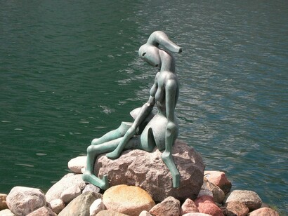 Copenhague. Estatua de la Sirenita, obra de Bjørn Nørgaard