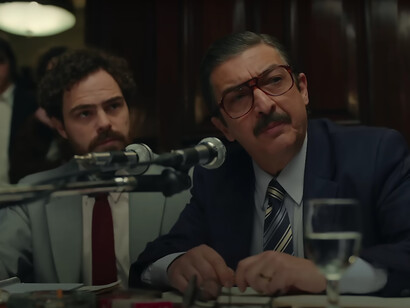 Ricardo Darín as Julio César Strassera, Juan Pedro Lanzani from the movie Argentina, 1985