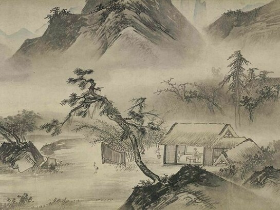 Thatched Cottage in the Western Mountains, Ming dynasty (1368-1644), Tang Yin (1470-1523), Ink and colours on paper © The Trustees of the British Museum