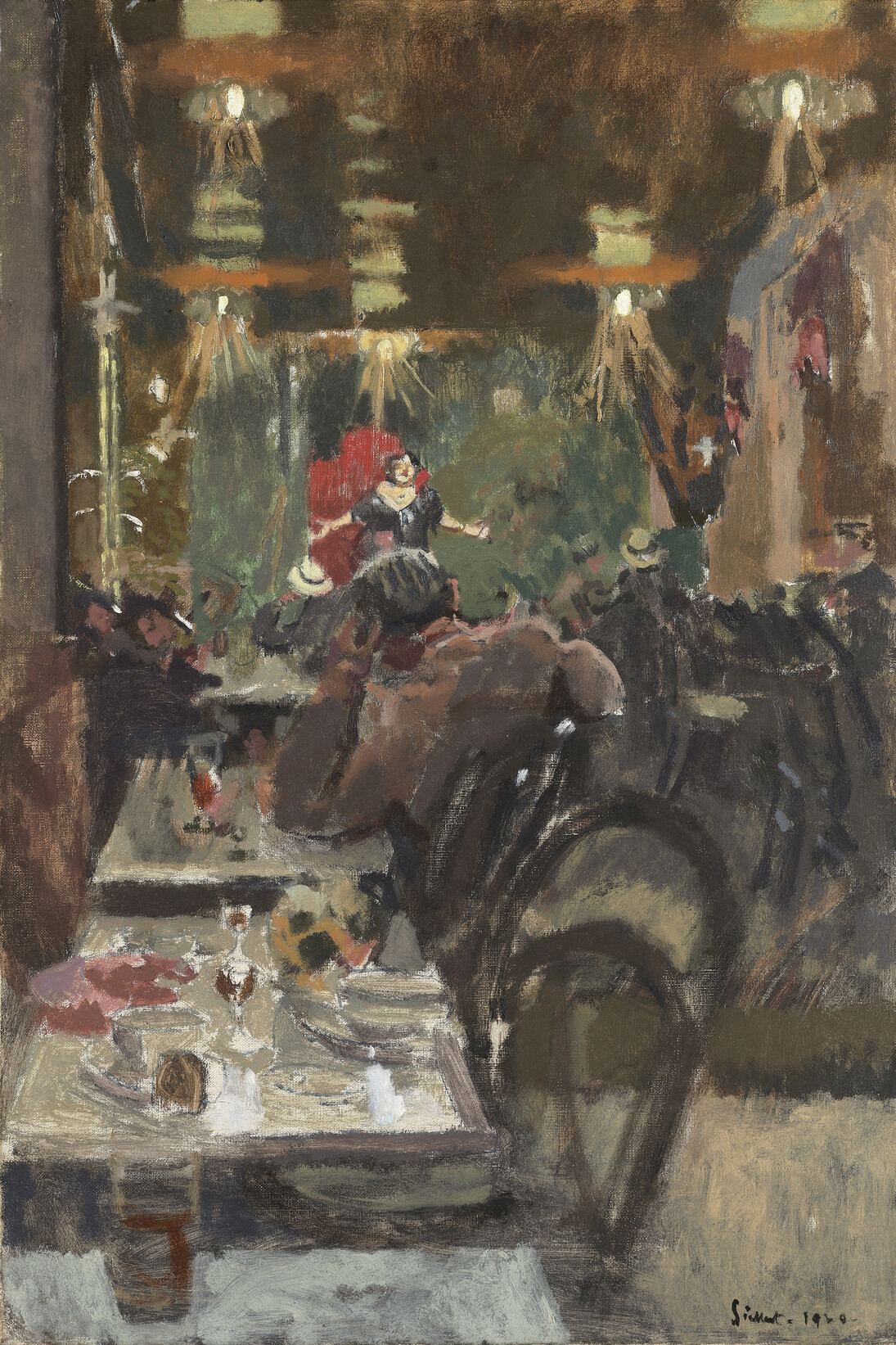 Walter Sickert, Au Café Concert, Vernet’s Dance Hall, 1920, oil on canvas, 71 x 48 cm, Private collection, courtesy of the Daniel Katz Gallery, London