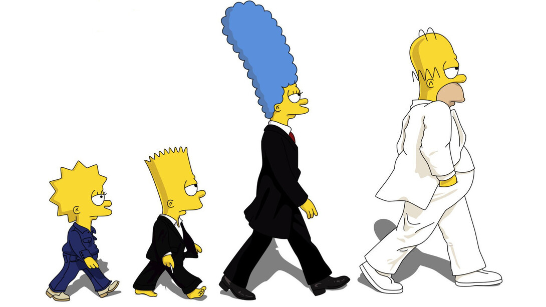 La familia Simpson recrea la portada del álbum «Abbey Road» de The Beatles