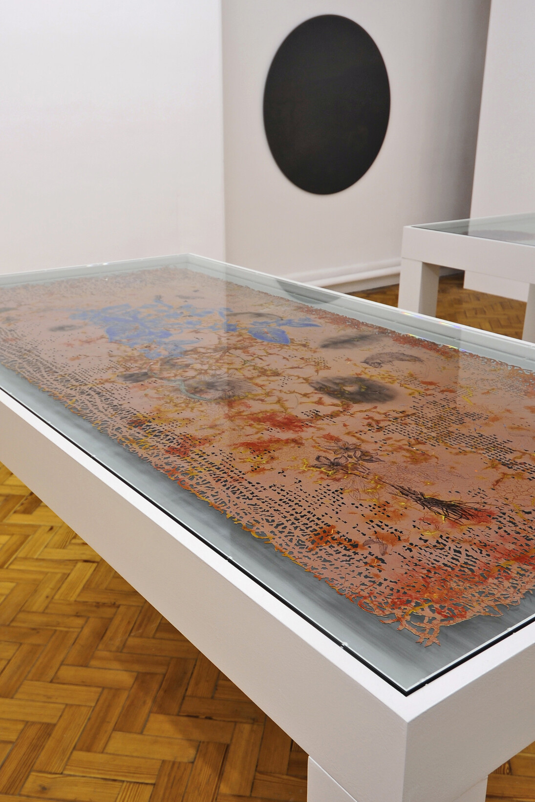 Nick Fox, Belladonna, 2010, Inlaid and cut-out acrylic paint with ink, Cabinet, 90 cm x 180 cm 
