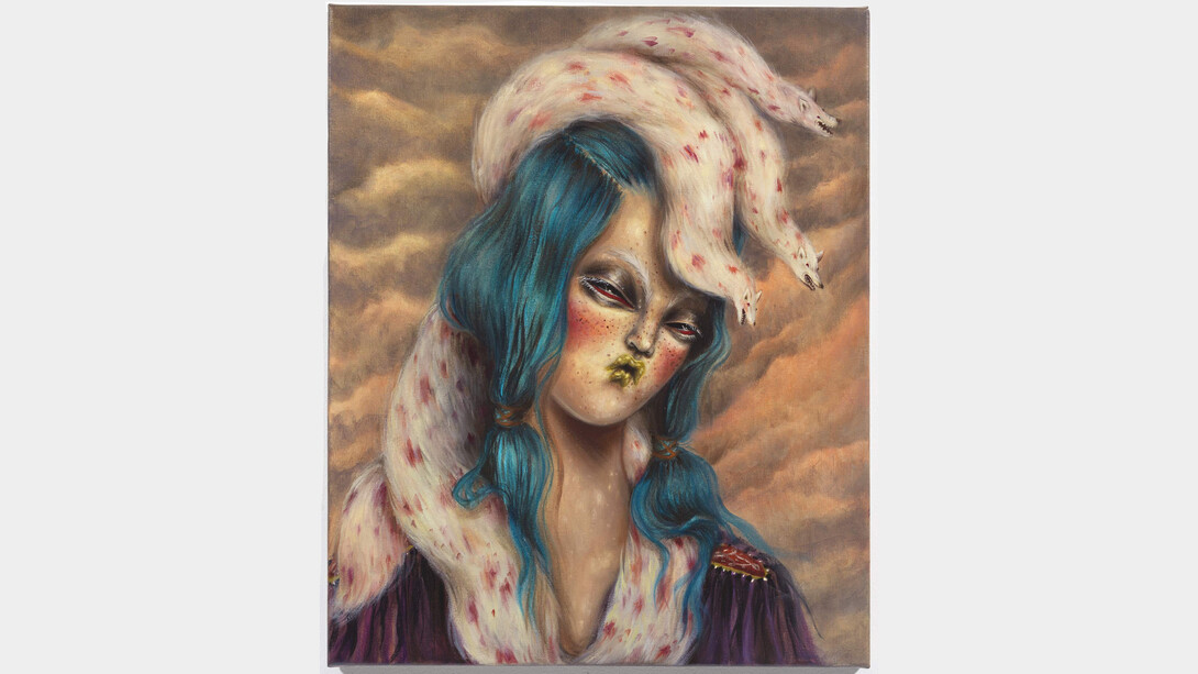 DCG London, Blue Hair Muse, 2021, Oil on canvas, 61 x 50cm, framed. Courtesy of Dorothy Circus Gallery and the artist 