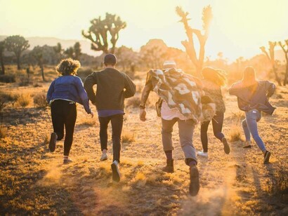A group running away from the pain