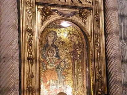 Sacello di San Zenone, mosaico realizzato nel 1265-1285 con la Vergine e il Bambino (foto Roberto Luciani)