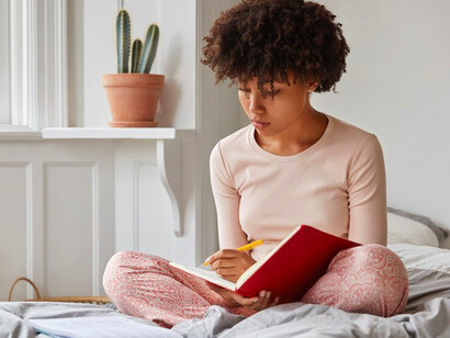 Her morning journaling ritual supports a mindful routine that grounds her and boosts motivation for the rest of the day