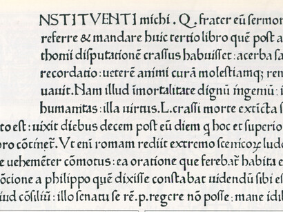"De Oratore" di Cicerone stampato da Arnoldo Pannartz e Corrado Sweynheym a Subiaco nel 1465, è il primo libro a stampa in Italia