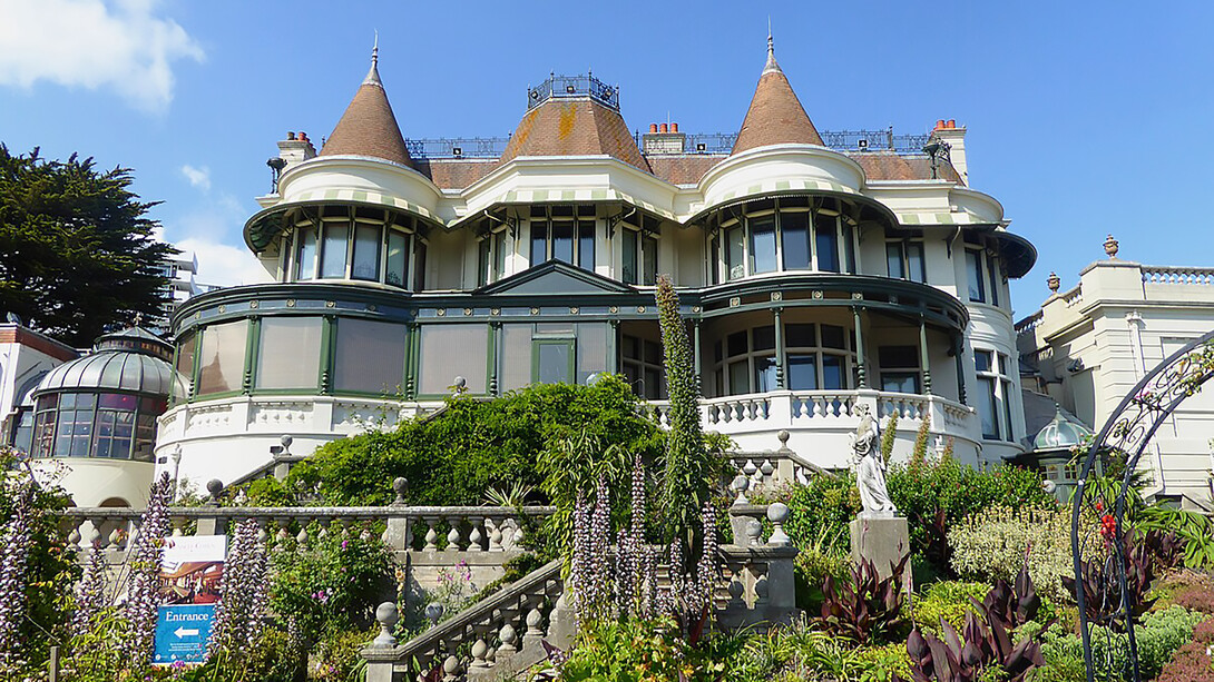 The frontage of the Russell-Cotes Art Gallery and Museum in Bournemouth, Dorset, Britain