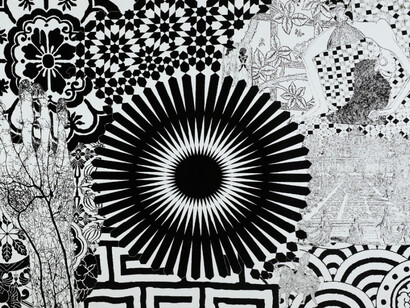 Three Large Black And White Paintings. Courtesy of Galleria Pack
