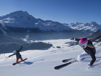 Snowsports enthusiasts on the Corviglia
