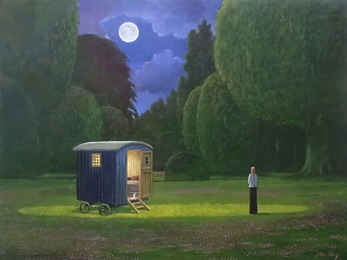 Alan Parry, The Shepherd Hut, Acrylic on Board, signed, 46 x 61 cm