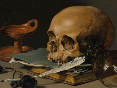Pieter Claesz- Still Life with a Skull and a Writing Quill