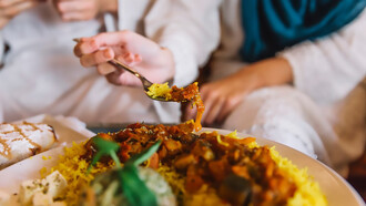 Saffron-infused rice and meat, highlighting a quintessential dish in Iranian cuisine