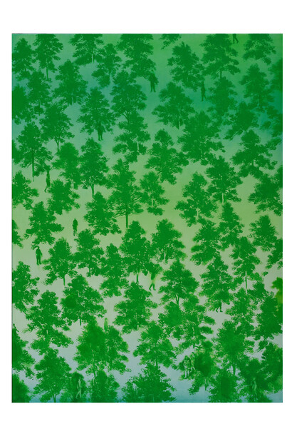 Rikuji Makabe, time and space - green forest, 2015, oil on canvas, 130.3 x 97 cm