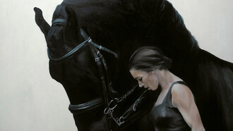 Il Drago Nero e la Sua Signora, olio su tela, 2015, 100x100 cm