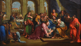 Johann Heiss, (Memmingen 1640 - Augusta 1704), The Washing of the Feet, detail
