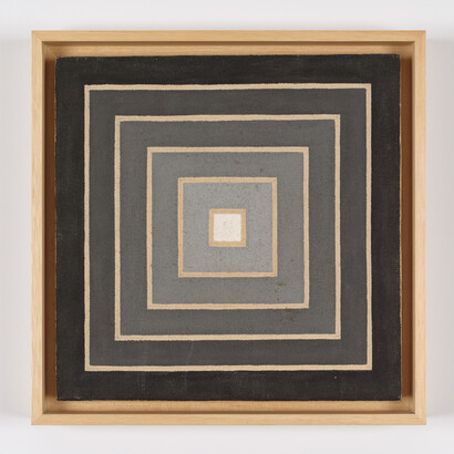 Frank Stella, Concentric Square, 1961, Acrylic on canvas 8 1/4 x 8 1/4 inches (21 x 21 cm) Acrylic on canvas © 2014 Frank Stella / Artists Rights Society (ARS), New York. Photo Credit: Tom Powell. Courtesy Dominique Lévy Gallery, New York.