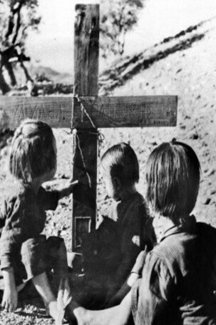 Amiras, Crete, Children at executed father’s grave