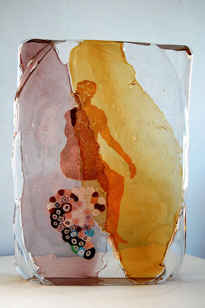 Charlotte Hodes, Silhouette; A moment captured, Silver leaf and Venetian glass beads in hot & blown glass, unique, Represented at COLLECT by jaggedart