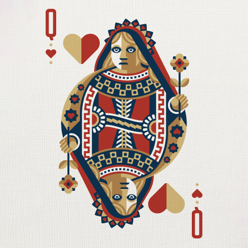 Reina del palo de corazones en una baraja inglesa