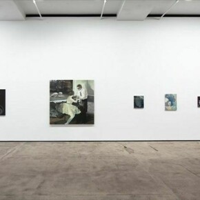 Installation view of Meshes of the Afternoon, a group exhibition of paintings, photo by Jason Mandella