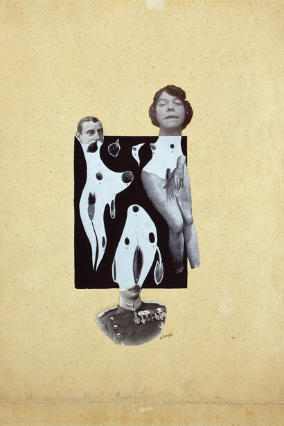 Johannes Baargeld. Venus beim Spiel der Könige, 1920. Collage with half-tone prints, engraving, ink, pencil and body colour on light cardboard, 37 x 27.5 cm. Kunsthaus Zürich

