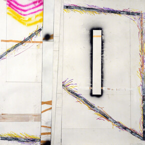 Shaun O'Dell, othersideIS.fuckedToo, 2014, Gouache, acrylic ink and glue on paper mounted on canvas mounted on panel, 30 x 38 in. Courtesy: Susan Inglett Gallery, NYC.