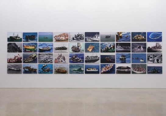 Xaviera Simmons, Super Unkown (Alive in The), 2010, Installation view Pérez Art Museum Miami. 50 Chromogenic print. Edition: 2 of 3, 90 x 320 inches, Photo: Oriol Tarridas