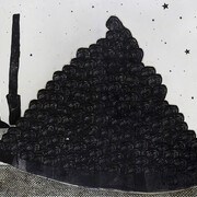 Sadik Kwaish Alfraji, Don't Put All Your Dreams in One Boat, 2014, Indian ink, charcoal on canvas, 270 x 390 cm