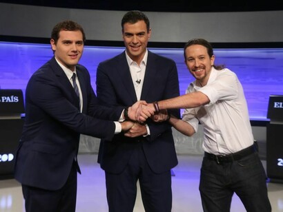 Albert Rivera, Pedro Sánchez y Pablo Iglesias