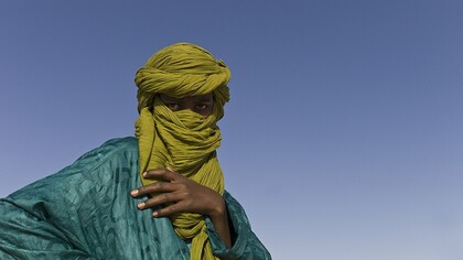 Un tuareg en el Festival en el Desierto cerca de Tombuctú, Mali