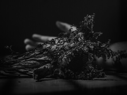 Flores marchista frente a una mano inmóvil