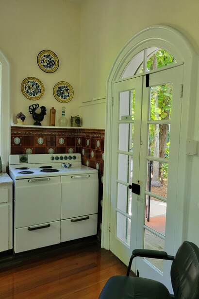 The vintage kitchen inside the Ernest Hemingway Home & Museum in Key West, Florida, symbolizing the preserved domestic life of the Hemingway household