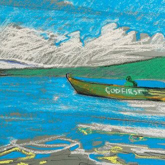 James Vaulkhard, God first boat trip, 2024. Courtesy of Guerin Projects