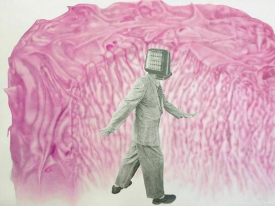 Jim Shaw, Appliance Big Foot Parting the Red Sea, 2013, Pencil and airbrush on paper, 22 1/4 x 30 1/4 in (56.52 x 76.84 cm)
