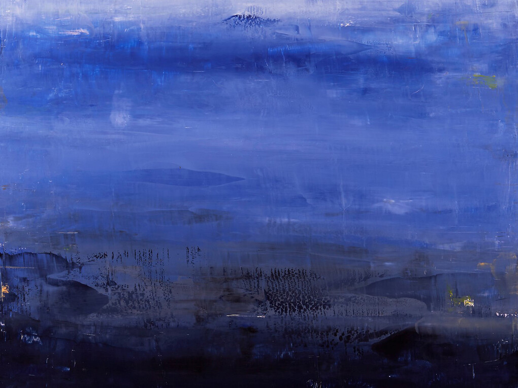 Mer a la Pleine Lune, London, 2015, oil on wood, 100 x 100 cm