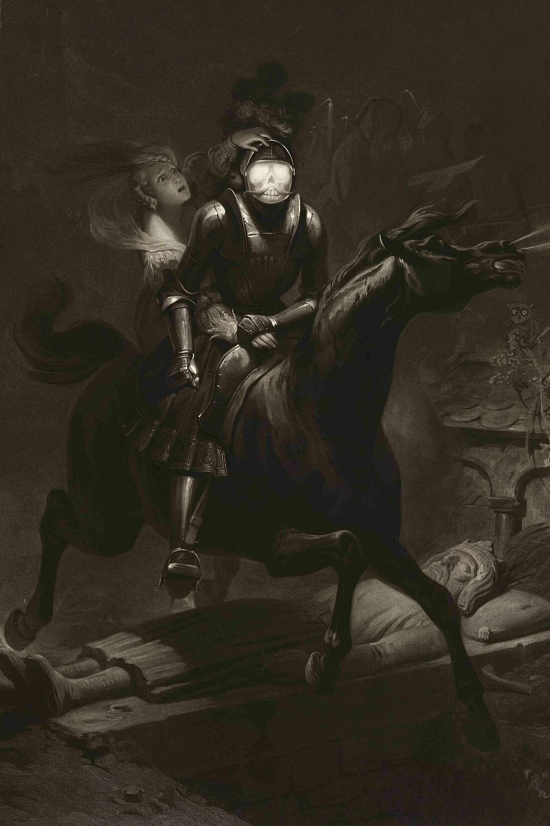 Eugène Jazet, d’après Horace Vernet, Lenore. Ballade allemande de Bürger, 1840, Aquatinte © BnF