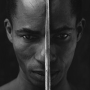 Eduardo with dagger, 1990, silver print, cm 100x100 