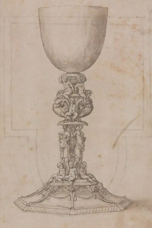 Luzio Romano, Design for a chalice (recto), mid-1500s. Courtesy of Cleveland Museum of Art