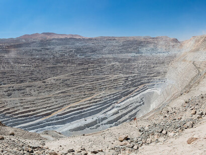 Vista superior de la mina sur de Chuquicamata, Calama, Chile