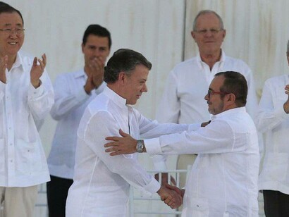 Ceremonia de firma del acuerdo final de paz el 26 de septiembre de 2016