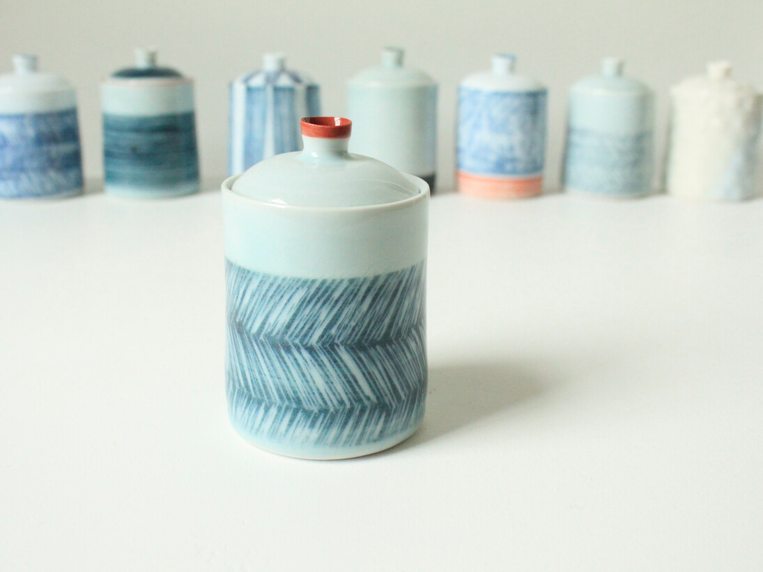 Adam Frew Ceramics, Small Lidded Jars: Thrown porcelain lidded jars