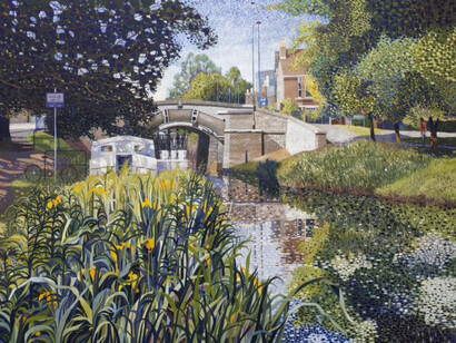 Victor Richardson, The Red Bicycle, Dublin, oil on canvas, 24 x 32 inches