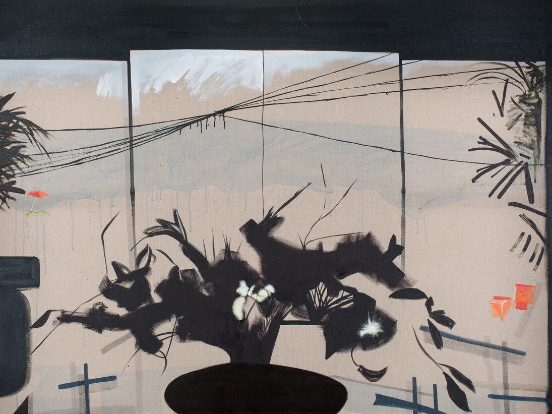 Caragh Thuring, Sharp Sand, 2015, oil, gesso, pigment, graphite on linen, 84 x 60 in. / 213.4 x 152.4 cm. Image courtesy the artist & Simon Preston Gallery, NY