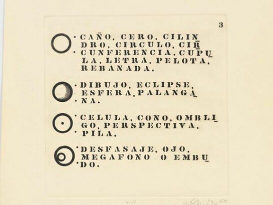 Luis Camnitzer, Dictionary 3, 1970, Eau-forte, 70,4 x 69,3 cm, Edition 4/5, Courtesy Alexander Gray Associates, New York