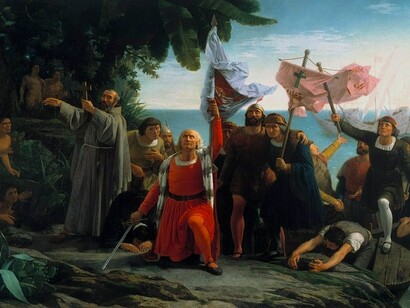 La llegada de Colón al Caribe según Dióscoro Teófilo Puebla (1862)