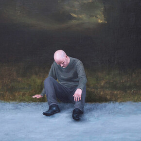 Patrick Redmond, Untitled (Seated figure), oil on canvas, mounted on panel, 48 x 63 cm
